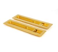 From The Anvil Polished Brass 250mm Plain Rectangular Pull - Privacy Set