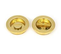 From The Anvil Polished Brass 60mm Plain Round Pull - Privacy Set