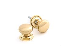From the Anvil Polished Brass Mushroom Mortice/Rim Knob Set