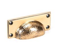 From The Anvil Polished Bronze Hammered Art Deco Drawer Pull