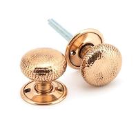 From The Anvil Polished Bronze Hammered Mushroom Mortice/Rim Knob Set