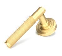 From the Anvil Satin Brass Brompton Lever On Rose Set (Art Deco)