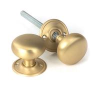 From the Anvil Satin Brass Mushroom Mortice/rim Knob Set