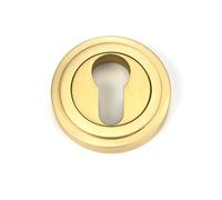 From the Anvil Satin Brass Round Euro Escutcheon (Art Deco)