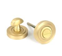 From the Anvil Satin Brass Round Thumbturn Set (Art Deco)