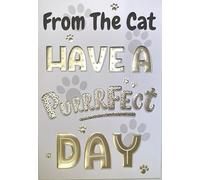 From the Cat Birthday Card - Have a Purrrfect Day Pawprints Gold Foil 7.5x5.25"