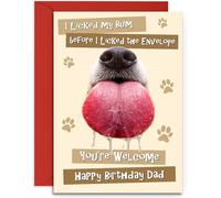 From The Dog To Dad Birthday Card - Funny Birthday Card - A5 Size Card with Red Envelope