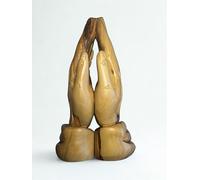 FROM THE HOLY LAND Bethlehem Olive Wood Praying Hands Statue - Hand-Carved Christian Ornament with Certificate of Authenticity