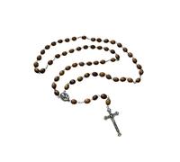 FROM THE HOLY LAND Olive Wood Rosary Necklace, Crafted in Bethlehem & Jerusalem with Terra Jerusalem Soil and Authenticity Card