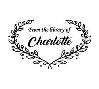 from The Library of Stamp, Custom Library Stamp, Personalized Teacher Stamp, Book Stamp, Heart Leaf Border Stamp, self Inking Stamp