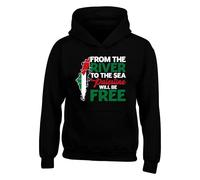 From The River To The Sea Palestine Will Be Free Hoodie - Free Palestine Support Hoodie, Justice For Palestine Freedom Protest Unisex Gift Top(XXL, Black)