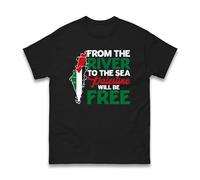 from The River to The Sea Palestine Will Be Free T-Shirt - Free Palestine Support Tee, Pro-Palestine Activist Shirt Gaza Freedom Protest Unisex Tee Top (Black, 2XL)
