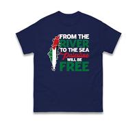 from The River to The Sea Palestine Will Be Free T-Shirt - Free Palestine Support Tee, Pro-Palestine Activist Shirt Gaza Freedom Protest Unisex Tee Top (Navy, M)