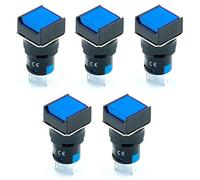 From the very beginning 16mm 1NO 1NC SPDT Push Button Switch Latching Square LED Lamp Blue Light AC DC 12V 5 Pin 5 Pack