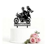 From This Day Forward Motorcycle Funny Wedding Cake Topper Mr & Mrs, Bride Groom Black Silhouette Cake Party Engagement