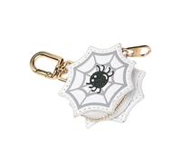 FROMCEO 3. Small Leather Pumpkin Coin Holder Keychain with Spiders Web Charm Purse for Women Handbag Accessories Coin Purse Keychain Wallet