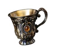 FROMCEO Classical Antique Metal Chalices Goblet with Handle Retro Engraving Small Shot Glass Wine Cup for Parties and Collectors Antique Metal Wine Cup