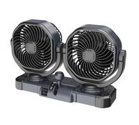 FROMCEO Compact Space Saving Double Rotating Fan Wide Coverage Area Suitable for Vehicles and Household Use with Low Motor Double Head Car Fan