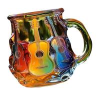 FROMCEO Glass Guitar Art Mug Personality Office Coffee Drinking Cup Ergonomic Handle Drinkware for Household Mug