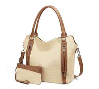 FROMCEO Stylish Oversized Shoulder Bag for Women and Girls Practical Straw Crossbody Bags Work Handbag Shopping Bag