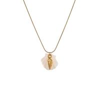 FROMCEO Summers Marine Themed Adjustable Seashells Starfishes Conch Pendant Necklace With 18K Gold Plated Stainless Steel Chain Sturdy Inspired Stainless Steel Necklace