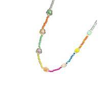 FROMCEO Sweet Star Beaded Necklace 2025 Trendy Design Neckchain Multicolor Layering Hand Chain Wrist For Girls Glossy Beaded Star Jewelry