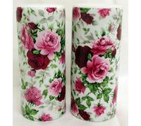 fromeuropewithlove English Rose Salt and Pepper Ceramic Porcelain Round Roses Cruet Set Hand Decorated in UK