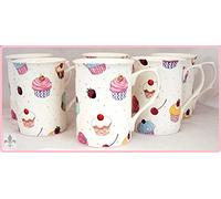 fromeuropewithlove Fairy Cupcakes Mugs Set of 6 Fine Bone China Cupcakes Mugs Hand Decorated in the UK Free UK Delivery