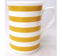 fromeuropewithlove Gold Horizontal Lines Mugs Set of 2 Fine Bone China Metallic Simile Gold Striped Mugs Hand Decorated in the UK