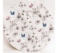 fromeuropewithlove Secret Garden Plates 8" 20 cm Set of Six Fine Bone China Flowers Butterflies and Bees Breakfast Plates Hand Decorated in UK