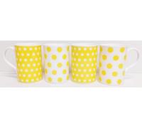 fromeuropewithlove Yellow Dots & Spots Mugs Fine Bone China Set of 4 Yellow Mugs Hand Decorated in the UK