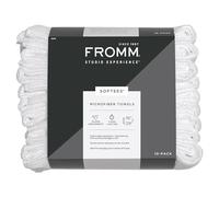 Fromm Softees Microfiber Salon Hair Towels for Hairstylists, Barbers, Spa, Gym in White, 16" by 29", 10 count Perfect Hair Care Towel for Drying Curly, Long, Wavy Hair
