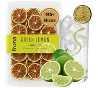 Frona Dried Green Lemon Slices - 150+ Slices, 100% Natural Citrus Cocktail Garnish, 250g Pack, Mojito, Iced Tea, Cakes, Desserts, Summer Drinks Premium Eco-Friendly Vegan Botanicals