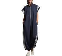 Fronage Womens Hooded Zip Striped Overalls Cap Short Sleeve One Piece Romper Sweatshirt Jumpsuit Pocket Romper