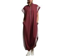 Fronage Womens Hooded Zip Striped Overalls Cap Short Sleeve One Piece Romper Sweatshirt Jumpsuit Pocket Romper