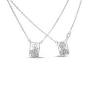 FRONAY 14k Gold Plated 925 Sterling Silver Double-Sided Scapular Necklace - Religious Escapulario Pendant Fine Jewelry, Made in Italy, Metal, No Gemstone