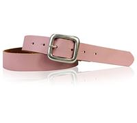 FRONHOFER Genuine Leather Belt Square Silver Buckle 1.2 inches, Size:waist size 35.5 inch (90 cm), Color:Old Rose