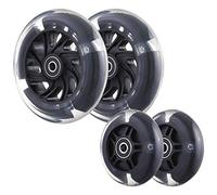 Front 120mm & Rear 80mm Light-Up Flashing 3-Wheeled kid Scooter Replacement Wheels, Complete Wheels Set for 3-Wheeled Kid Push Scooter, Set of 4 (Black)