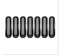 Front Air Grille For Jeep Wrangler JK 2007-2017 Glossy Black Front Grill Mesh Insert Grille Cover Trim Protective Stickers 7PCS/SETt Front Grill Trim(Carbon Fiber)