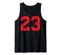 Front and Back Red Distressed Varsity Number #23 Tank Top