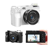 Front And Rear Dual Cameras For Beginners, 4k 75mp Digital Camera, 18x Digital Zoom Compact Camera For Vlogging And Photography (White+16GB)