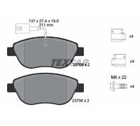 FRONT AXLE FITS ABARTH 500C / 595C / BRAKE PAD SET, DISC BRAKE 2370901 TEXTAR