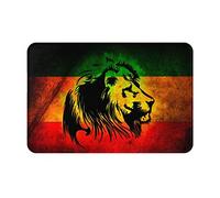 Front Back Door Mats Jamaican Lion Flag Indoor Carpet 16x24 Inches Washable Low-Profile Welcome Doormat Durable Porch Decor Shaggy Area Rugs for Housewarming Gifts