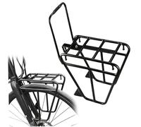 Front Bike Rack, Heavy Duty Aluminium Alloy Trapezoidal Design Bike Cargo Rack with Adjustable Connecting Rod for Cargo Luggage, Front
