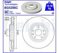 Front Brake Disc Delphi BG5288C Fits Renault Austral Espace Vented High-carbon