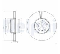 Genuine Delphi Front Vented Brake Discs Set Pair - BG9061