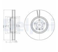 Genuine Delphi Front Vented Coated Brake Discs Set Pair - BG9092C