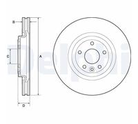 DELPHI BG9166C Brake Disc Front 48.1mm Height Replacement Fits Jaguar XE XF