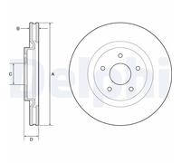 Front Brake Disc Delphi BG9195C Fits Nissan Renault X-Trail Koleos Vented
