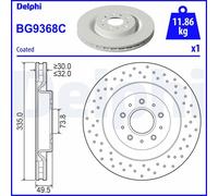 Front Brake Disc Delphi BG9368C Fits Jaguar XK8 Braking System Vented Coated